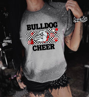 Bulldog Cheer Retro Checkered Tee