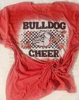 Bulldog Cheer Retro Checkered Tee